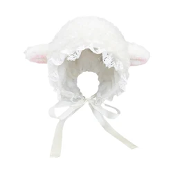 Fluffy Costume Hats Christmas Gift Warm Soft Lovely Lamb Cosplay Bucket Hat Outdoors Warm Winter