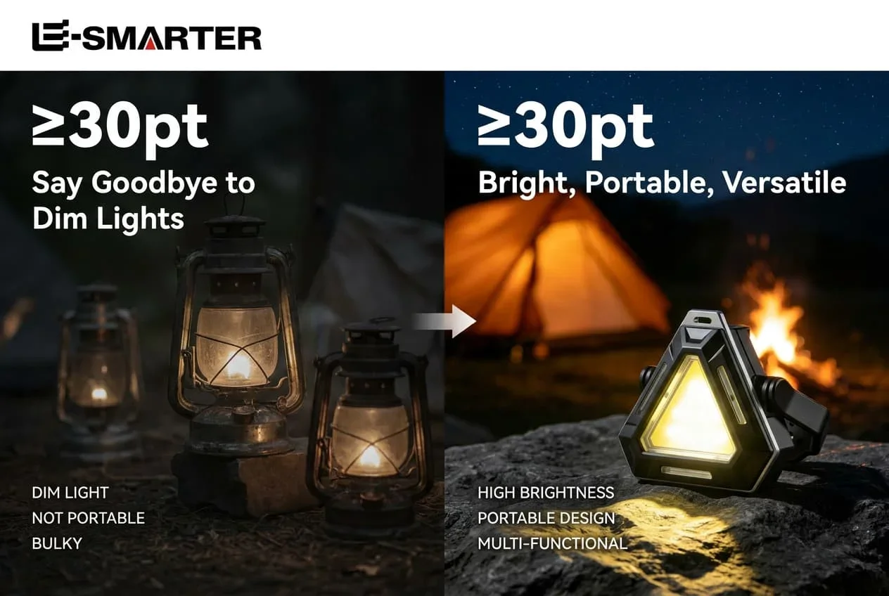 Magnetic Rechargeable Outdoor Flashlight, Triangle Red Blue Warning Camping Lamp, Compact Portable Multi-Purpose Light