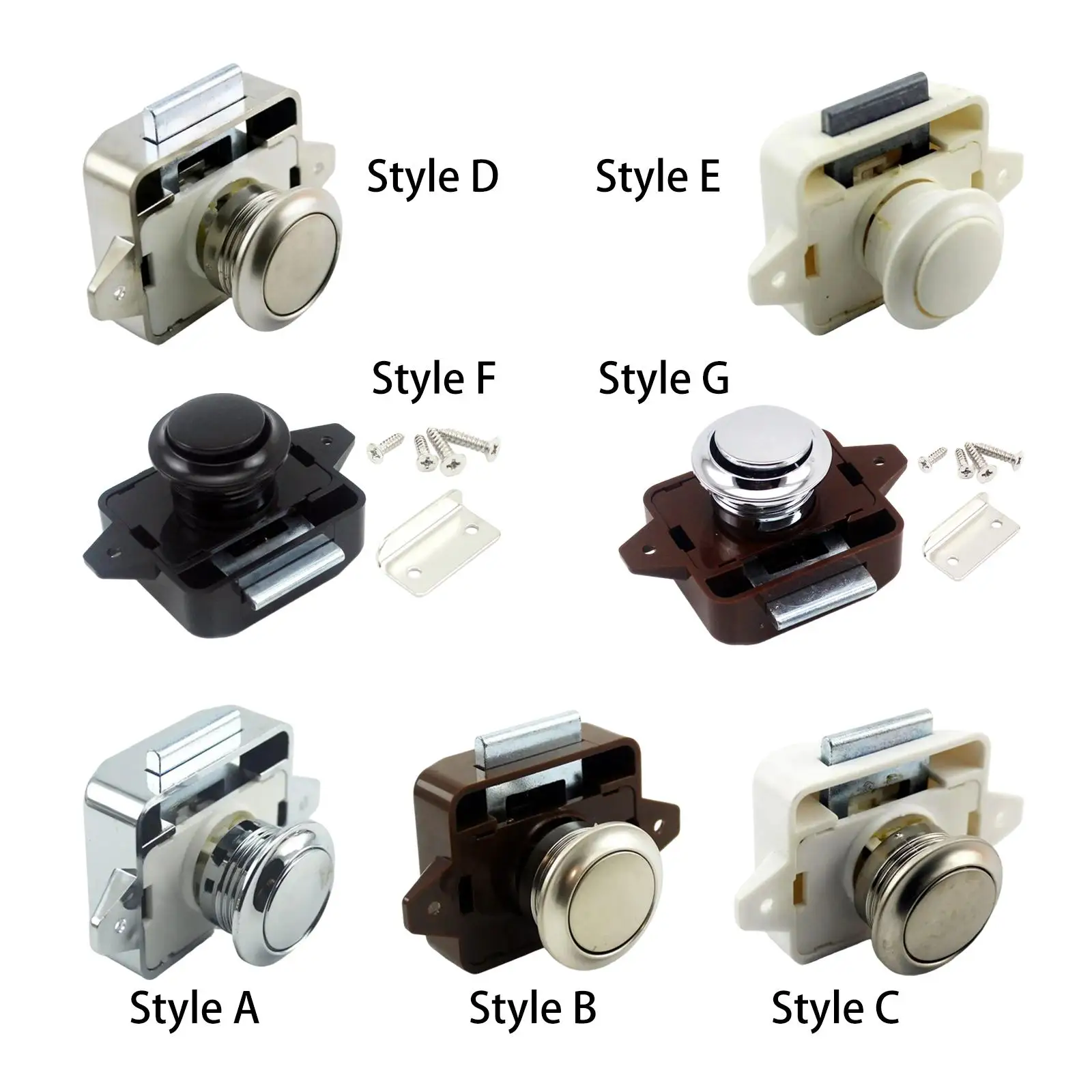 Push Button Latch Lock Easy Installation Hardware Cabinet Door Catch Cupboard Lock for Home Motorhome Campers RVs Yachts