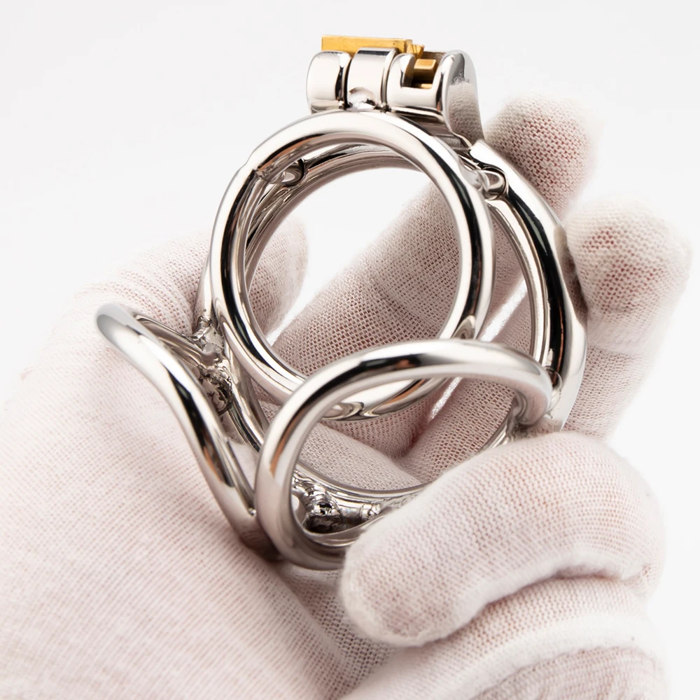 New Stainless Steel Balls Chastity Penis Cage Male Testicle Restraints Cock Cage Penis Ring Lock Device BDSM Sex Toys For Men