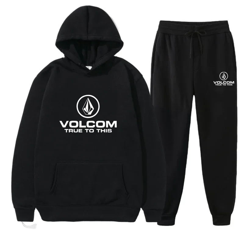 

Новинка 2025, мужской костюм для спорта и отдыха Volcom, мужской модный костюм, мужской осенний новый комплект из двух предметов с капюшоном