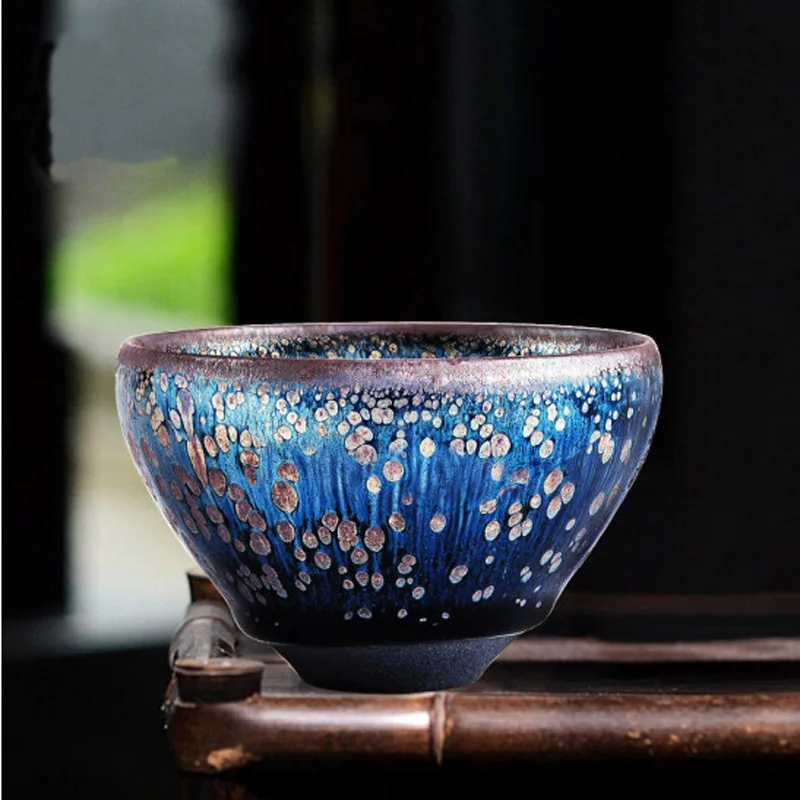 JZ117 Chinese Ancient Style Tian Mu cup for tea porcelain Yuteki Tenmoku glaze natural clay and ore tea bowl tea set /JIANZHAN