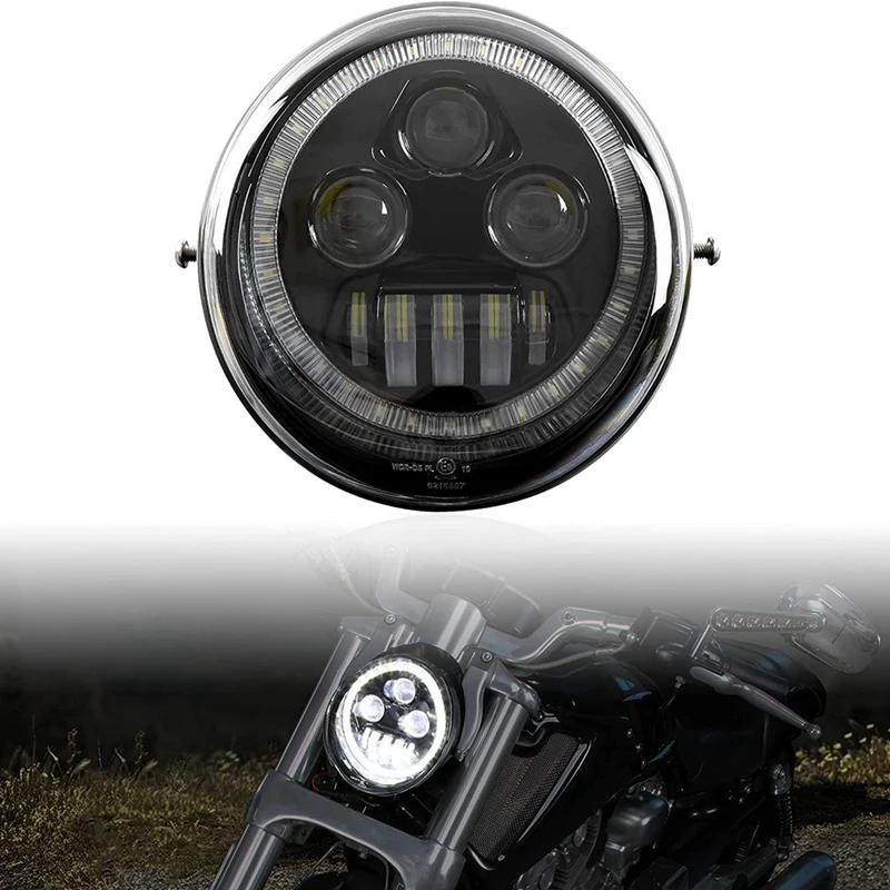 1 PCS LED Head Light Front Lamp Motorcycle Accessories Black For V-Rod Vrod VRSCA VRSCF Street Rod 2002-2017