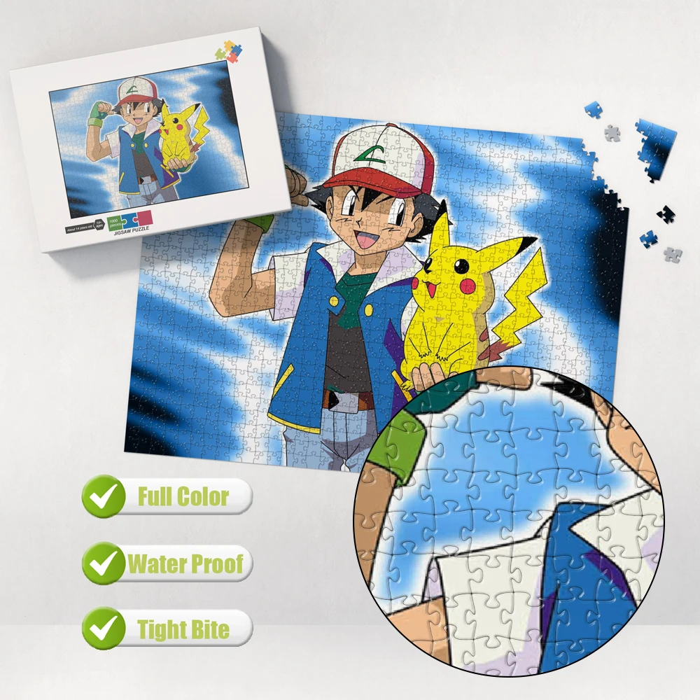 Familie Casual Puzzel Spel Xiaozhi Pikachu Cartoon Pokemon Meerdere Maten Puzzel voor Kinderen/volwassenen Cadeau met Doos