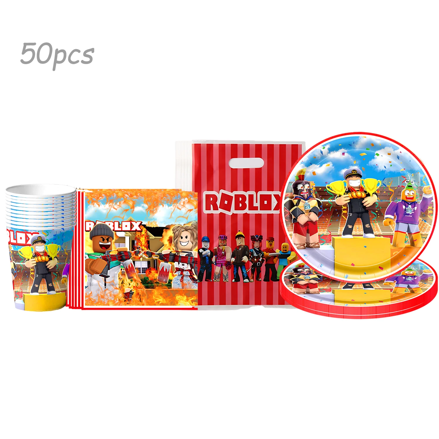 Roblox Verjaardagsfeestje Thema Decoraties Roblox Game wegwerpborden kopjes banner Tafelkleed Stro set voor babyshowerbenodigdheden