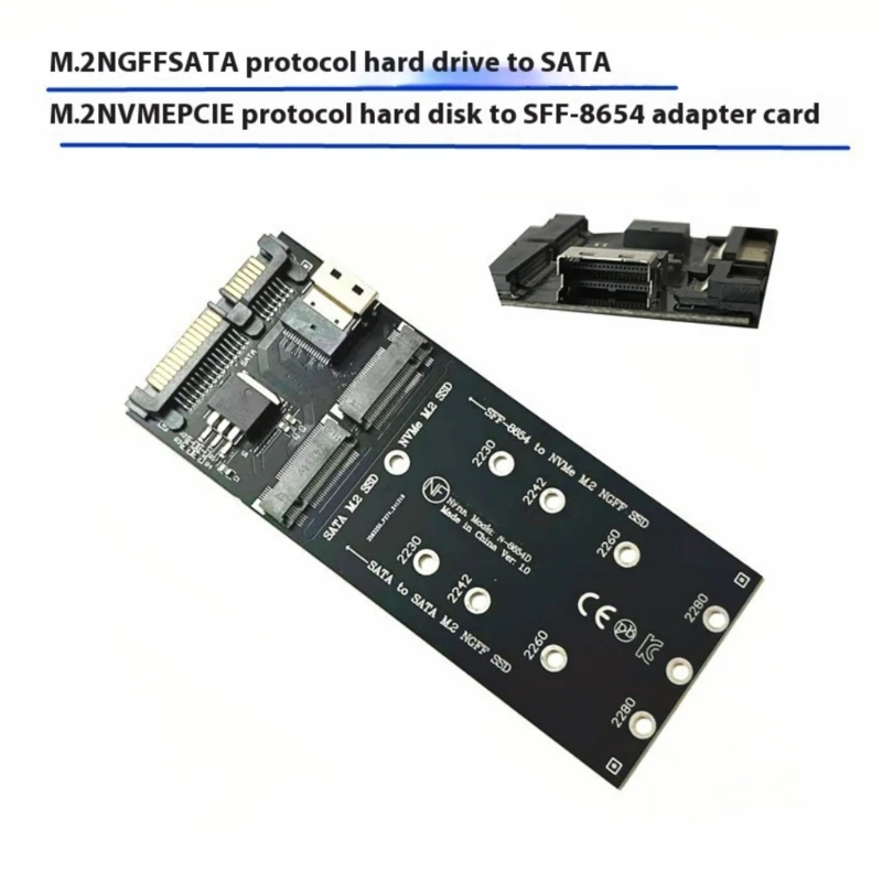 2 in 1 Adattatore Desktop PCIE M.2 NVME Adattatore Scheda a SFF-8654 Porta Dati Transfer PCIE NVME Convertitore per PC