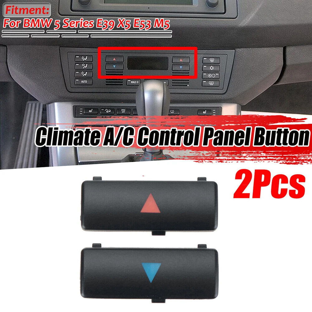 Black Plastic Climate Control For A/C Up Down Button Key For For BMW For E39 For E53 5 Series M5 Replacement Switches Interio