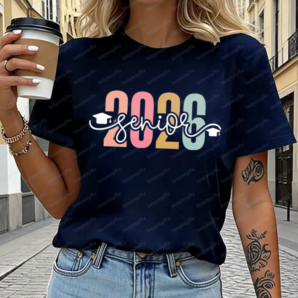Graduation Senior 2026 Cotton Shirt Cute Senior Casual Tops Simple Vintage Classic Summer Clothes for Women Gift for 2026 Grads