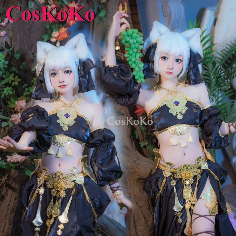 CosKoKo Savinay Dancing Diva Cosplay Game Final Fantasy FF14 Costume Balck White Fashionable Dress Party Role Play Clothing