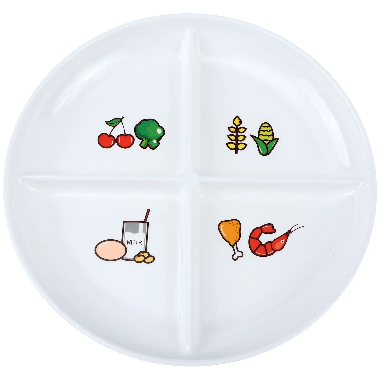 Premium Melamine Divided Plate Home Breakfast Tray Portable Four Grids Food Tray Breakfast Plate for Western Food Serving