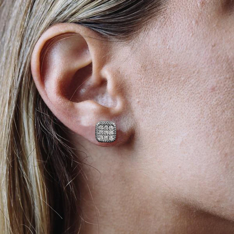 Hip Hop Punk Strong Magnetic Ear Clip For Men Iced Out Zircon Silver Color Fake Piercing Magnet Earrings Women Gifts OHE127-5
