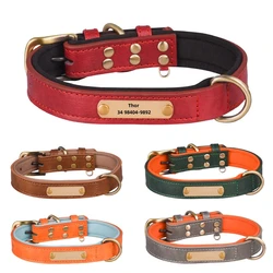 Custom Leather Dog Collar Soft Padded Dog Collars Personalized Pet ID Necklace Free Engraved Name Paw For Small Medium Dogs Pug