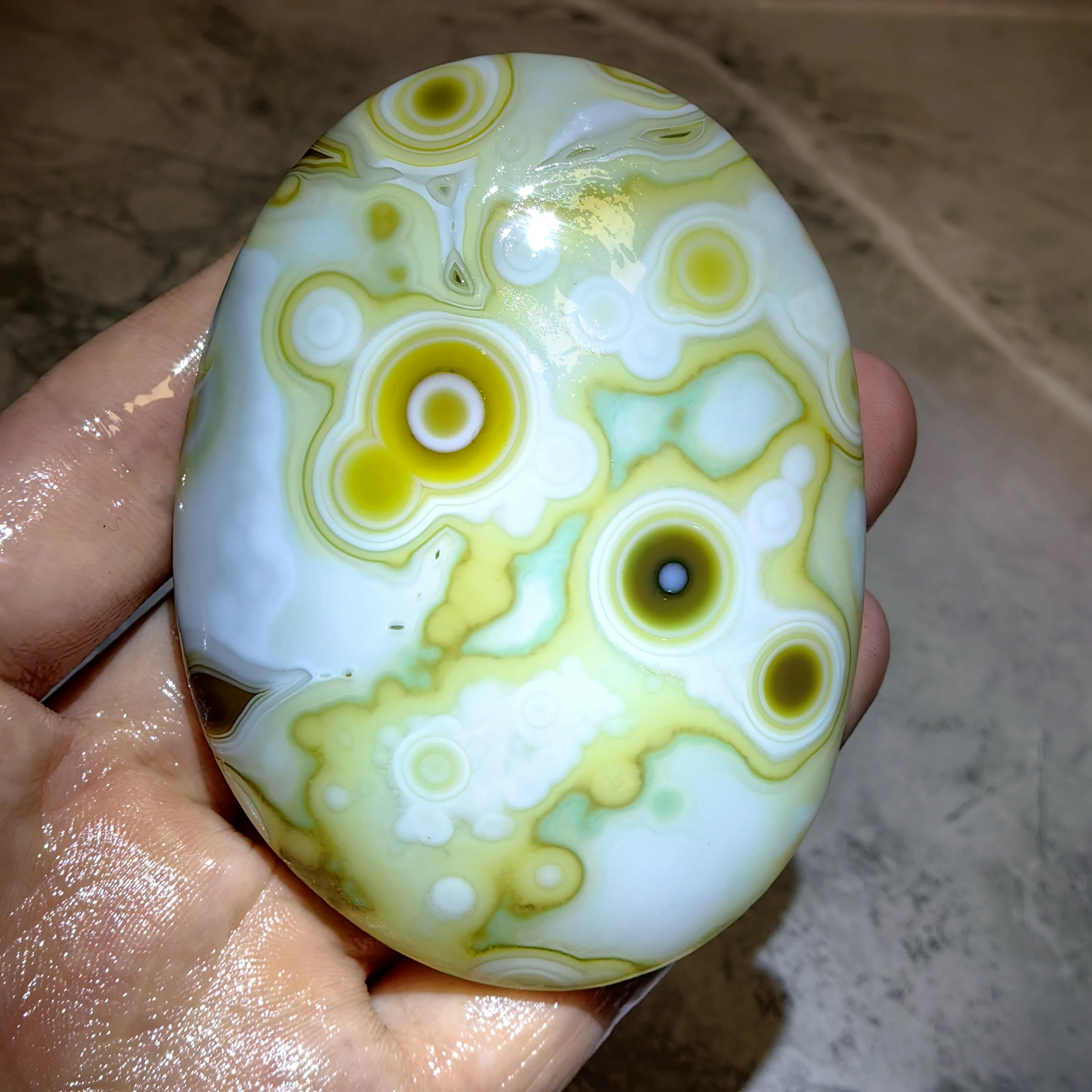 Rare Blue-Green Eye Agate Stone, Natural 