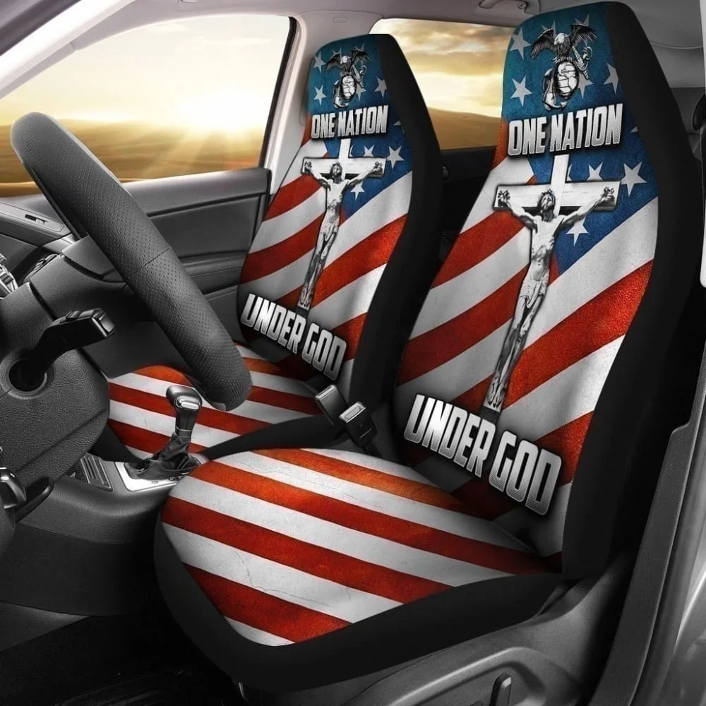 One Nation Under God Car Seat Covers Patriot Day 094209,Pack of 2 Universal Front Seat Protective Cover