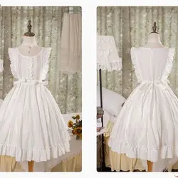 MAGOGO Classical Lolita Mori Girls Apron Sweet Fresh White Bow Peplum Ruffles Sleeveless Cover Up Dresses