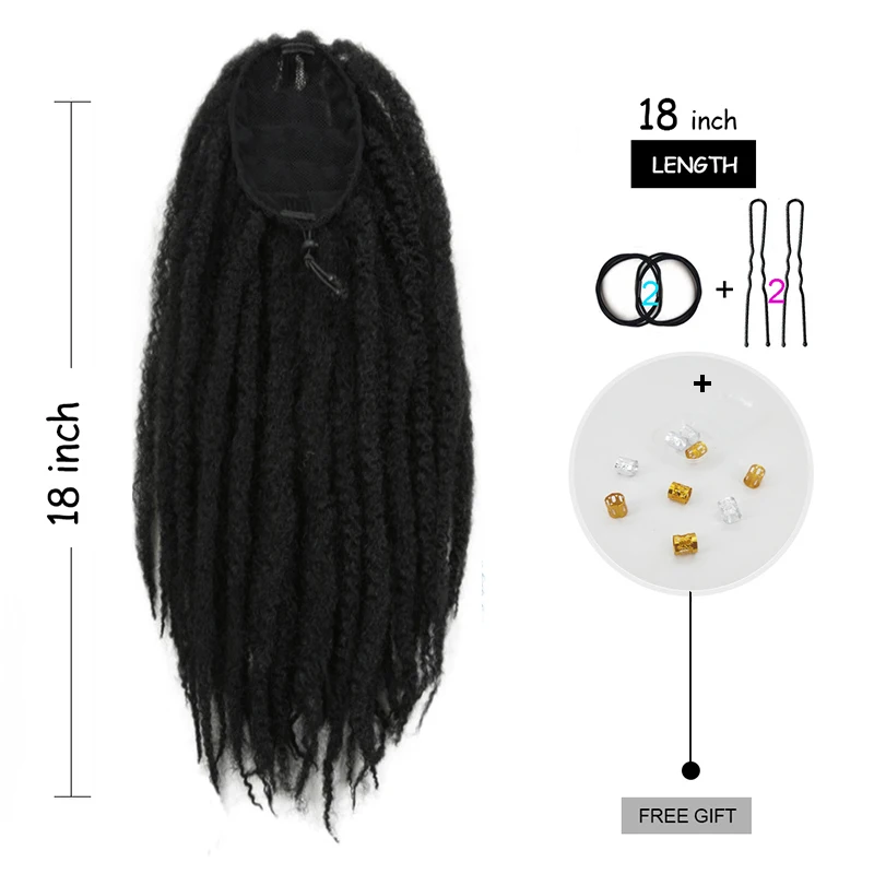 18 "Afro perwersyjne Puff sznurek w kucyk szydełkowe warkocze syntetyczne włosy doczepiane Clip In miękkie warkocze Marley włosy Puff kucyk