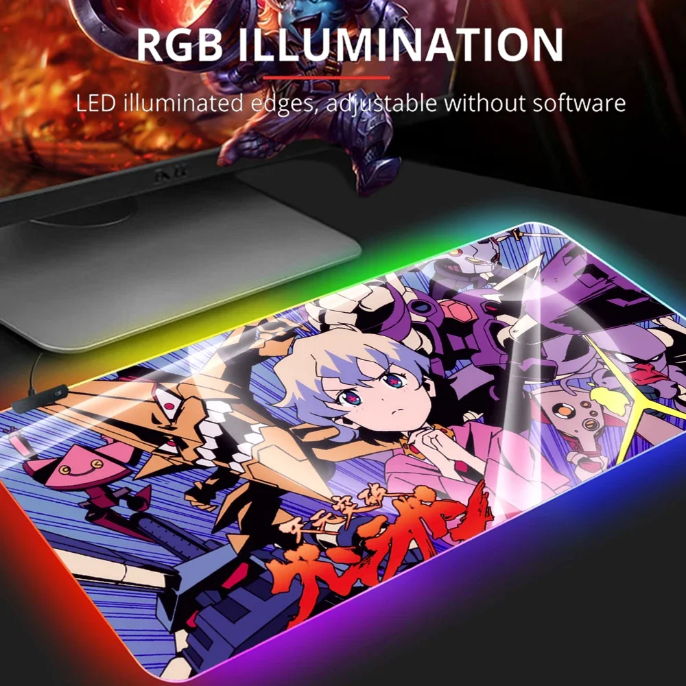 

RGB Mouse Pad High Quality Gurren Lagann Gaming Mouse Pad Wanderer Gaming Mouse Mat Gamer Led Backlit Mousepad Wired