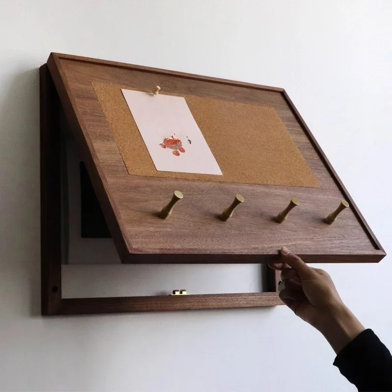 Meter box decorative painting distribution box cover solid wood coat rack brass hook cork cover