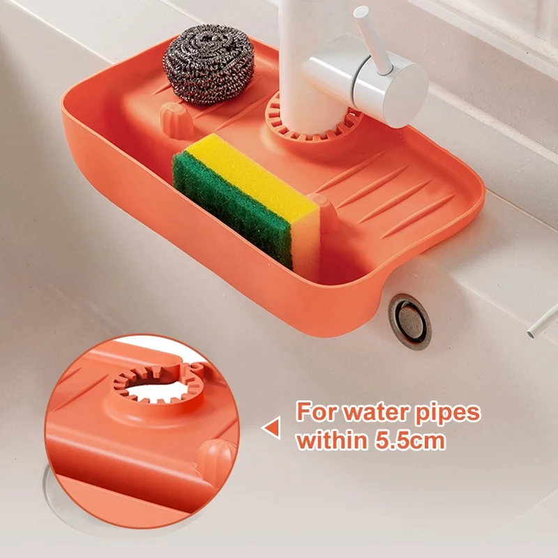 Kitchen Faucet Absorbent Mat Shampoo Soap Dispenser Quick Dry Tray Mat Sink Splash Guard Silicone Faucet Splash Catcher Gadgets