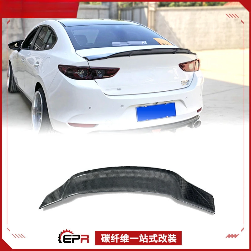 For Mazda 3 New Axela - Carbon Fiber Ducktail Spoiler & Fixed Small Pressure Wing