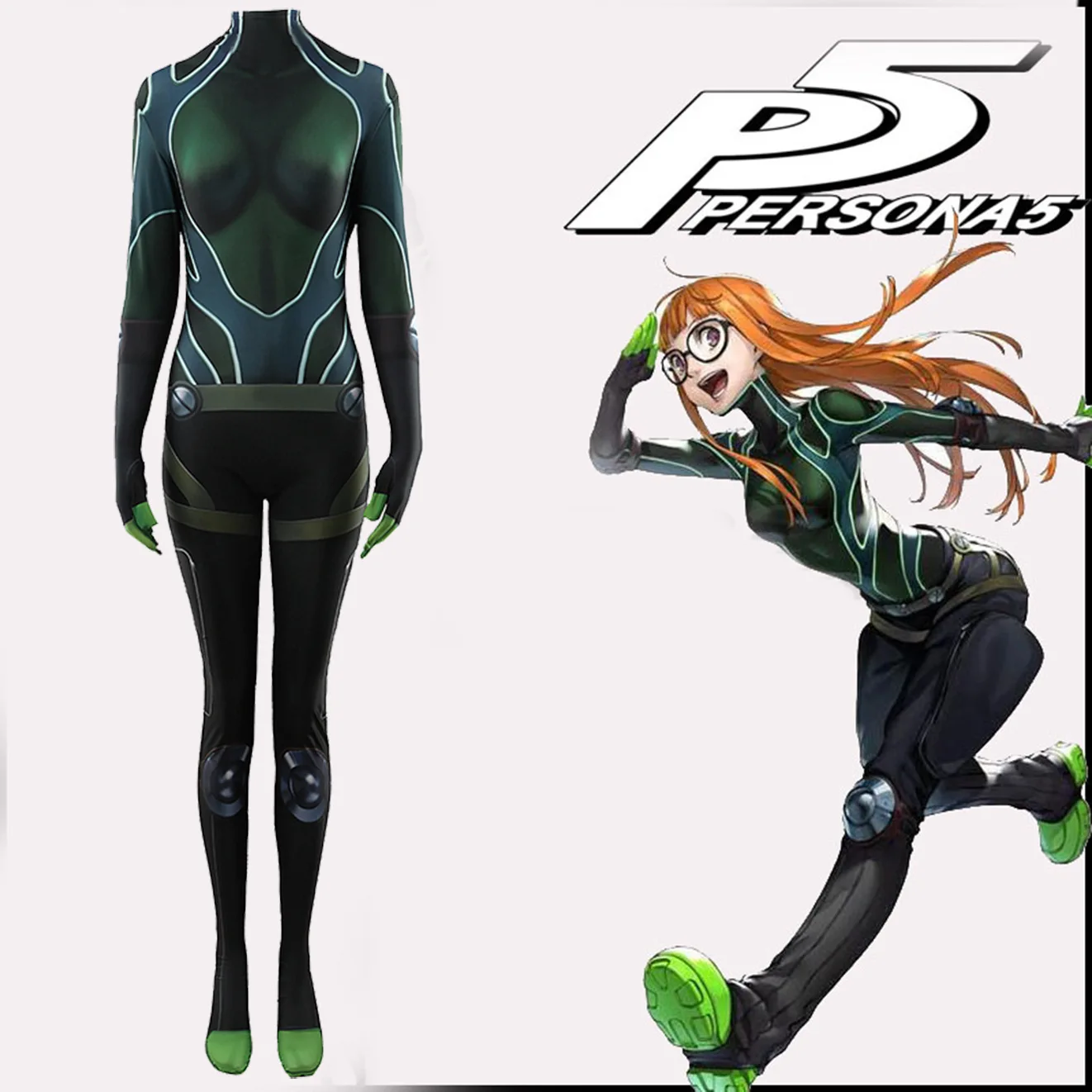 

Game Persona Cosplay Futaba Sakura Costume 3D Printed Zentai Bodysuits Feamale Persona Cosplay Spandex Halloween Costume Woman