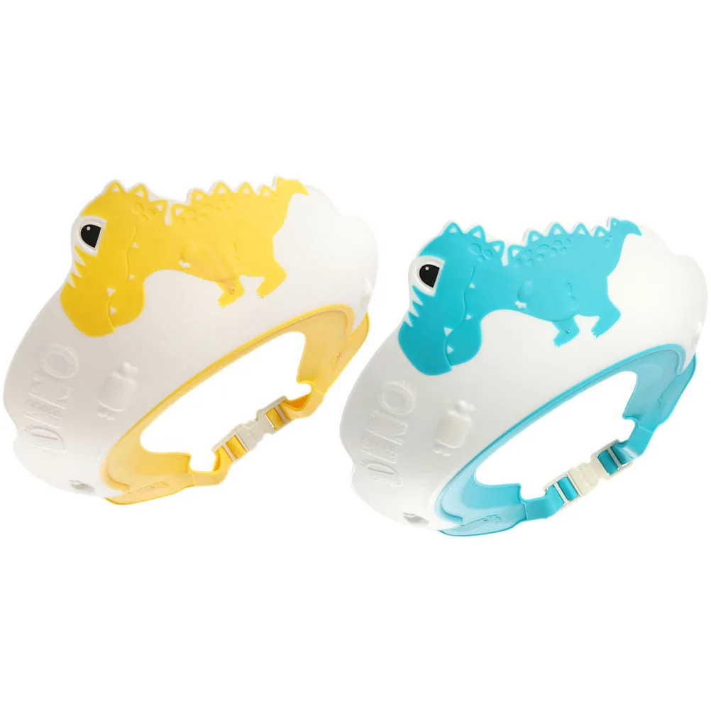 Gorros de ducha de bebé con protección para los oídos, impermeables, con forma de dinosaurio, protector para lavado de cabello, gorro de baño para niños pequeños, protector de champú, 2 uds.