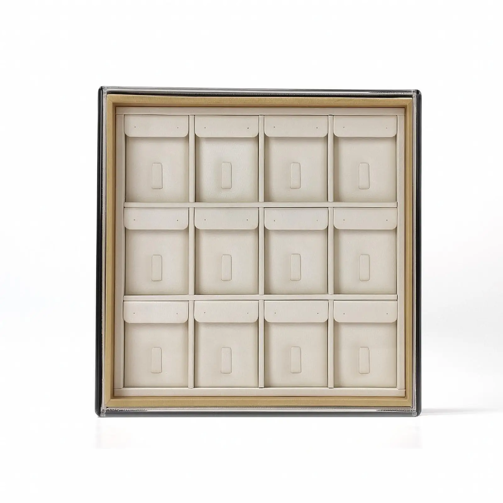 Jewelry Display Tray with Clear Cover Velvet-Lined 12-Grid Jewelry Tray Compact Dustproof for Collectors, Dresser, Countertop