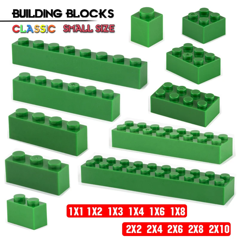 Building block 1X2 1X6 2X2 2X6 2X10 foro mattone verde accessori di base educazione creatività compatibile marca building block giocattoli