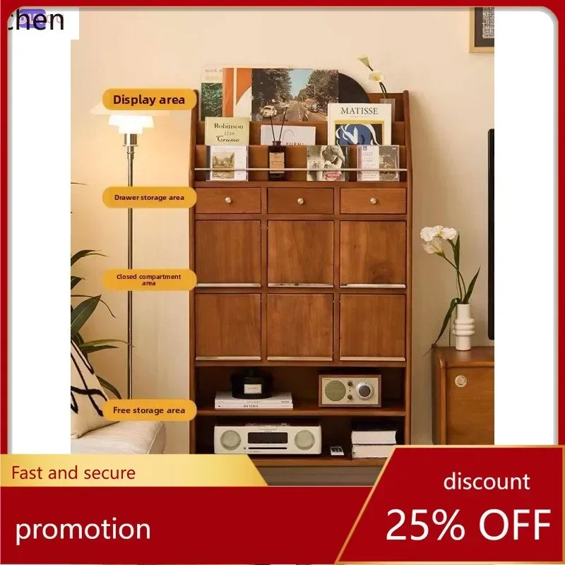 DSA Bookcase Solid Wood Magazine Cabinet Display Storage Newspaper Cabinet Bedroom Storage Cabinet