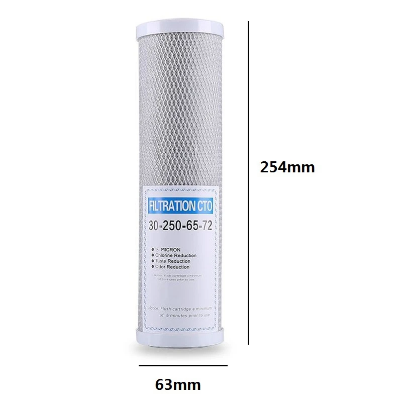 A61T-3Pcs Water Filter Activated Carbon Cartridge Filter 10 Inch Cartridge Replacement Purifier CTO Block Carbon Filter