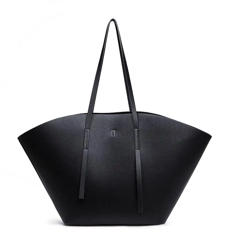 

Designer Wing Style Women Tote Bag,Large Capacity Minimalist Shoulder Bag,Solid Color Commuter Shopper Handbag,Black,Coffee