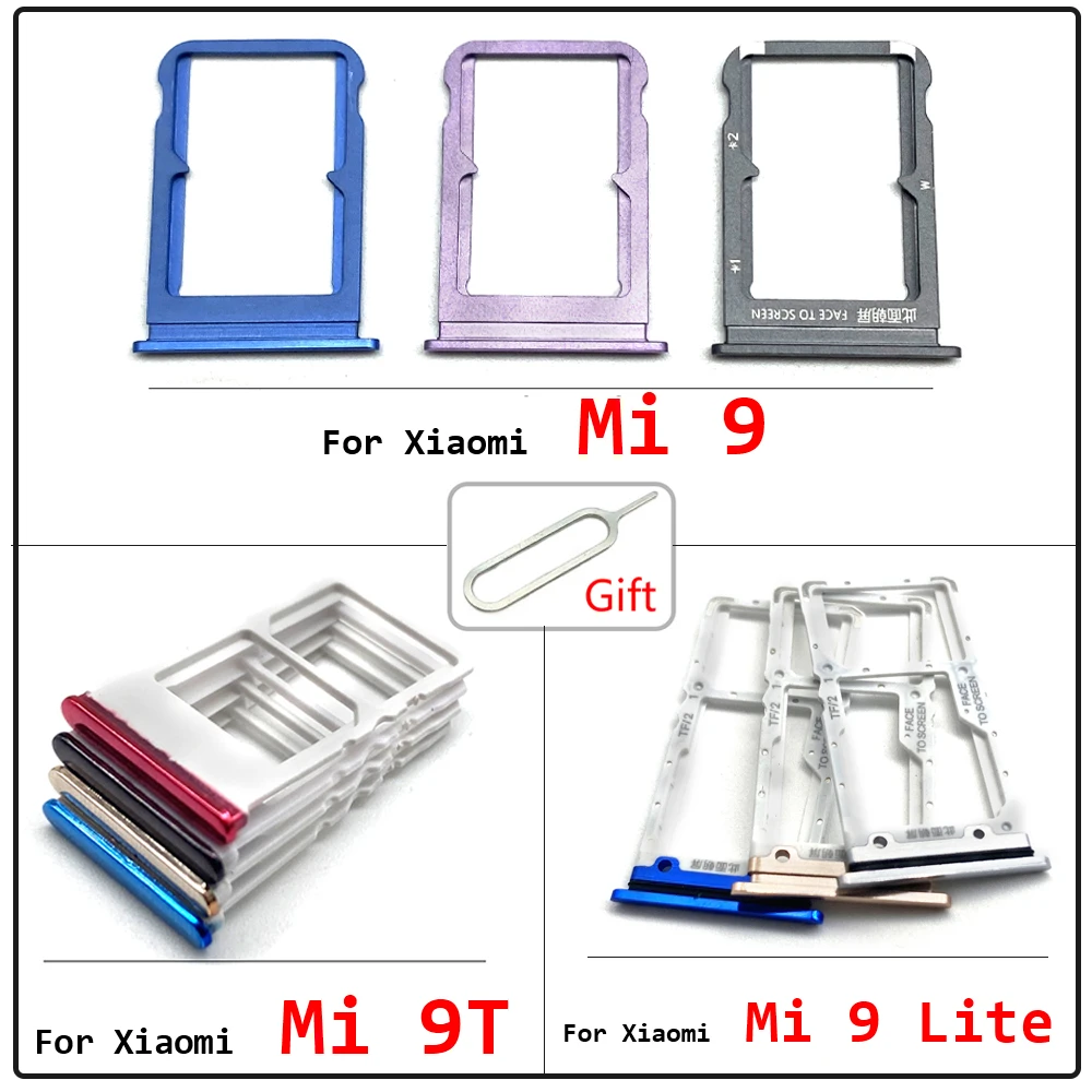 NEW SIM Card Tray Chip Slot Holder Adapter Accessories For Xiaomi Mi 9T / Mi 9 / Mi 9 Lite Mobile Phone Sim Card + Pin