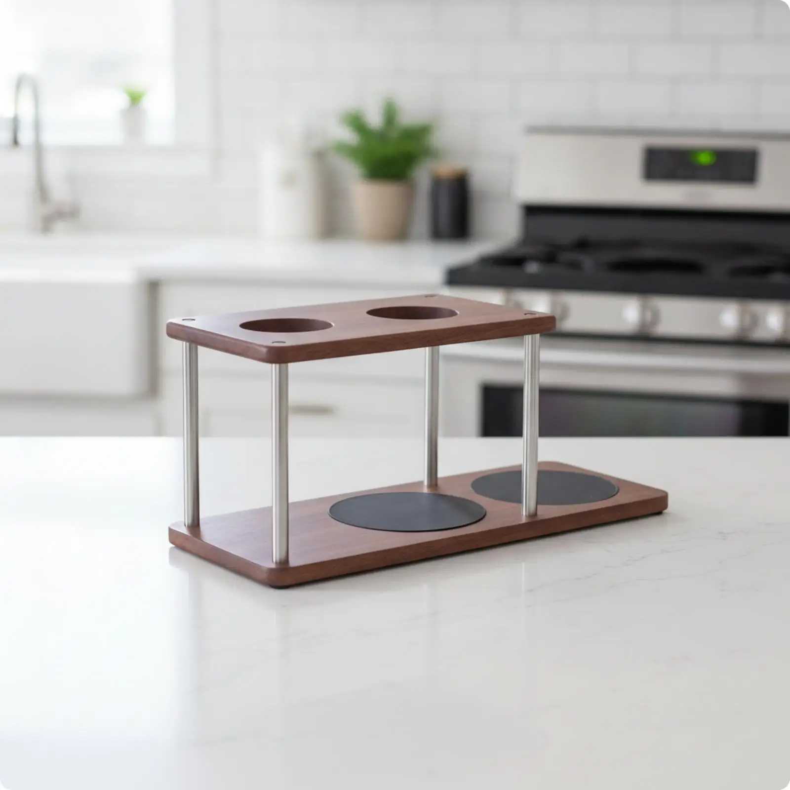 Coffee Brewing Stand Sapele Wood Pour over Rack Coffee Organizer Coffee Maker Shelf for Kitchen Coffee Bar