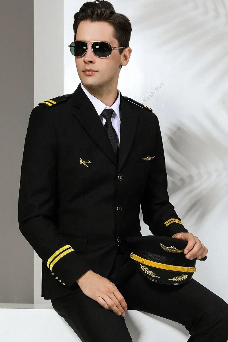 Uniforme de pilote veste capitaine Piloto Avion, uniforme de compagnie aérienne, robe de réunion annuelle senior, costume hauts manteau d'agent de bord pour hommes
