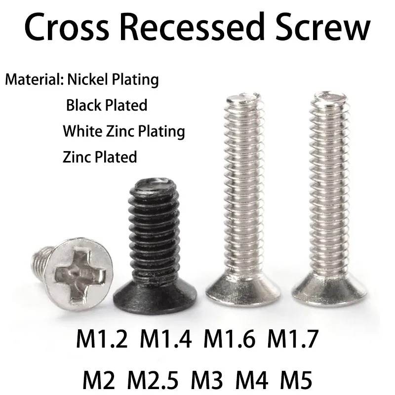 

M1.2~ M5 Small Micro Phillips Flat Countersunk Head Bolt Screw for Electronics Laptop Computer Phone Camera Toys Car Repair