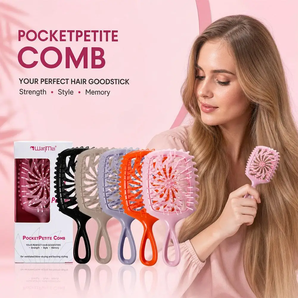 1pc Mini Comb Tangled Scalp Massage Brush with Keyring Winmill Hollow Anti-static Hairbrush Portable Hair Styling Tools Salon