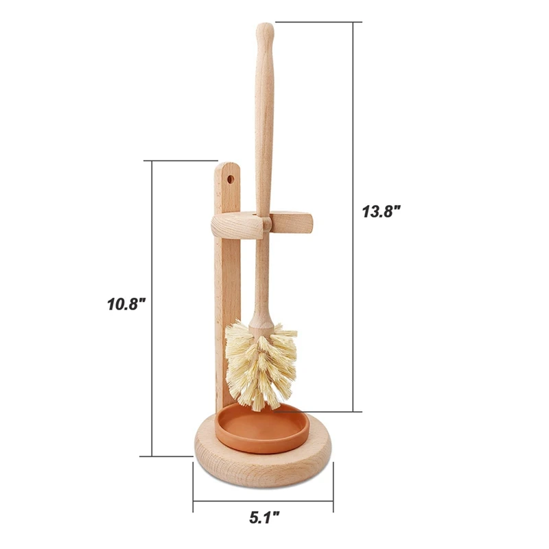 1 Set scopino per wc in legno scopino per wc in legno per bagno, lavasciuga wc con supporto