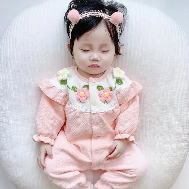 Newborn Baby Jumpsuit Super Cute Baby Princess Double-layer Long Sleeved Rompers 2025 Spring Autumn New