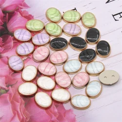 30pcs Multicolor Oval Flat back Button Cute Home Garden Crafts Cabochon DIY Scrapbooking Clothing Accessories