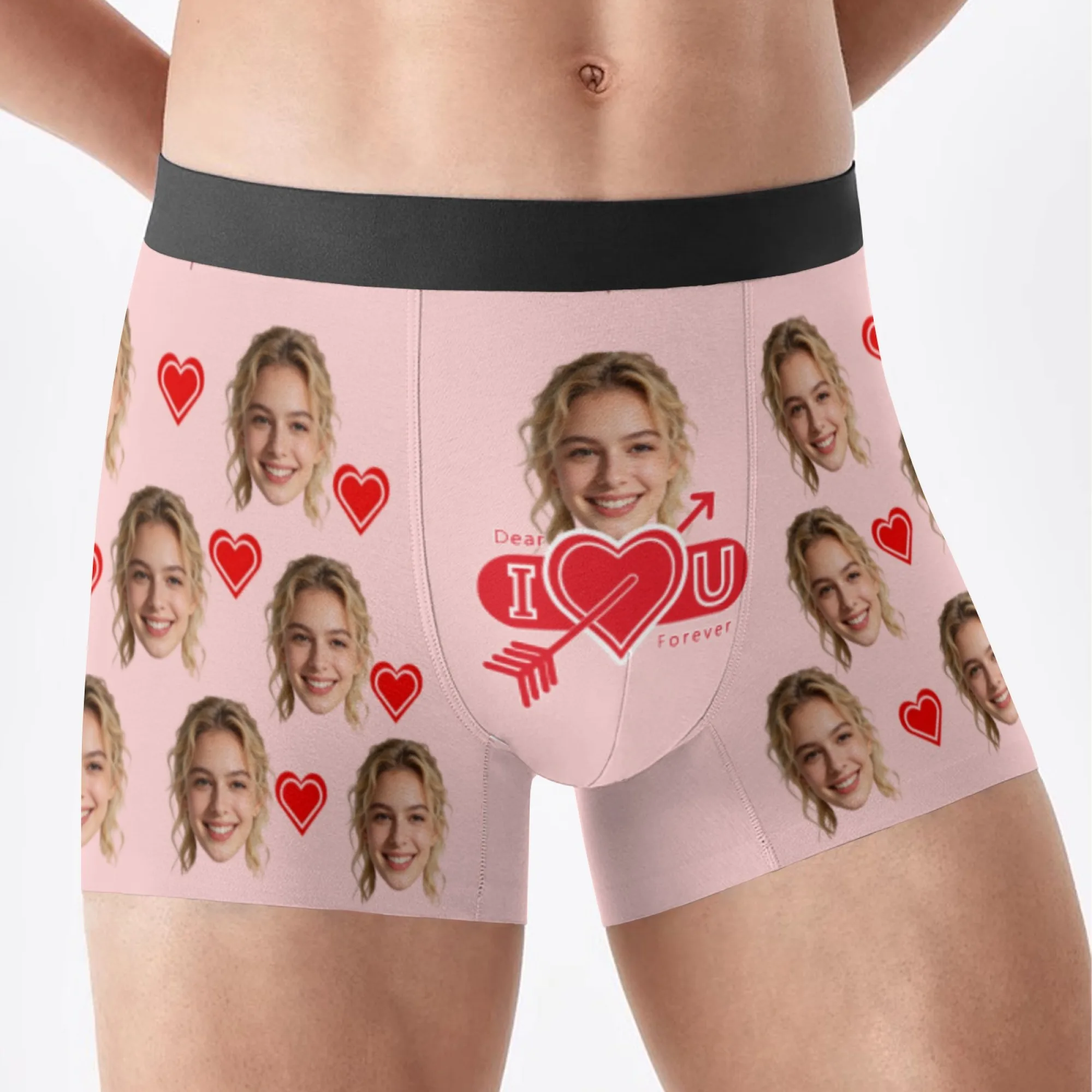 Personalized facial photos customized underwear  flat cornered men's Valentine's Day gift for husband  anniversary gift for fath view 5