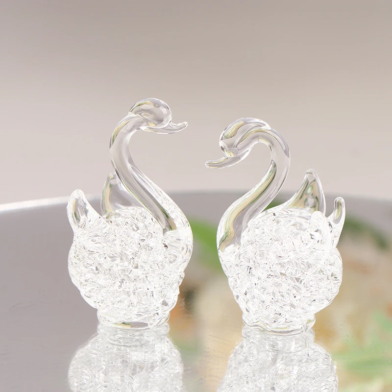 1Pc Crystal Swan figurine Glass Animal Ornament Swan Crystal Figurines Home Desk Decoration Miniature Creative Gift