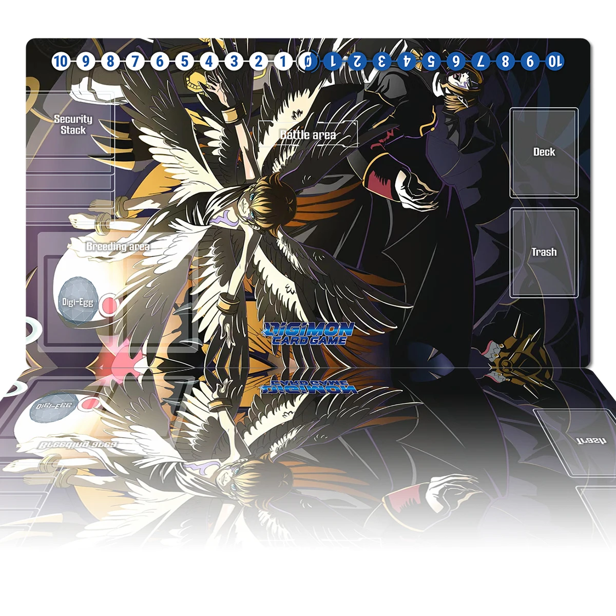

Digimon Playmat Lucemon: Falldown Mode DTCG CCG Board Game Trading Card Game Mat Anime Mouse Pad Rubber Desk Mat Zones Free Bag