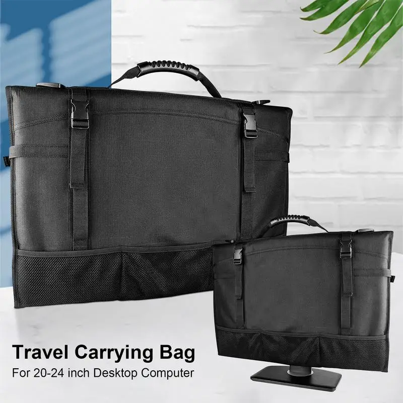 Monitor Carrying Case Protective Monitor Carrying Case Computer Carrying Bag With Multiple Pockets For 20-24in Monitors Screens