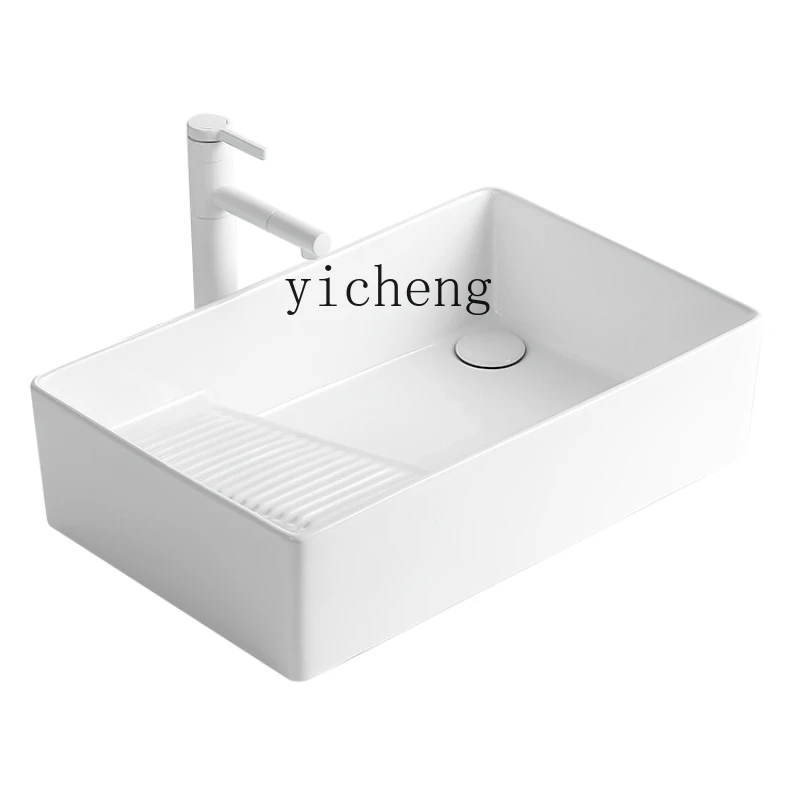 

YY with Washboard Table Basin Single Basin Ceramic Left and Right Row Side Sewer Balcony Wash Basin