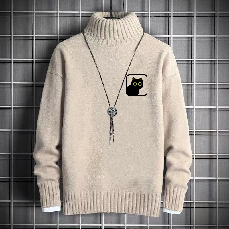 

Men's High Collar Knitted Sweater Autumn Winter New Sle Faionable Base irt Korean Version Cozy Thi Long Sve Sweater