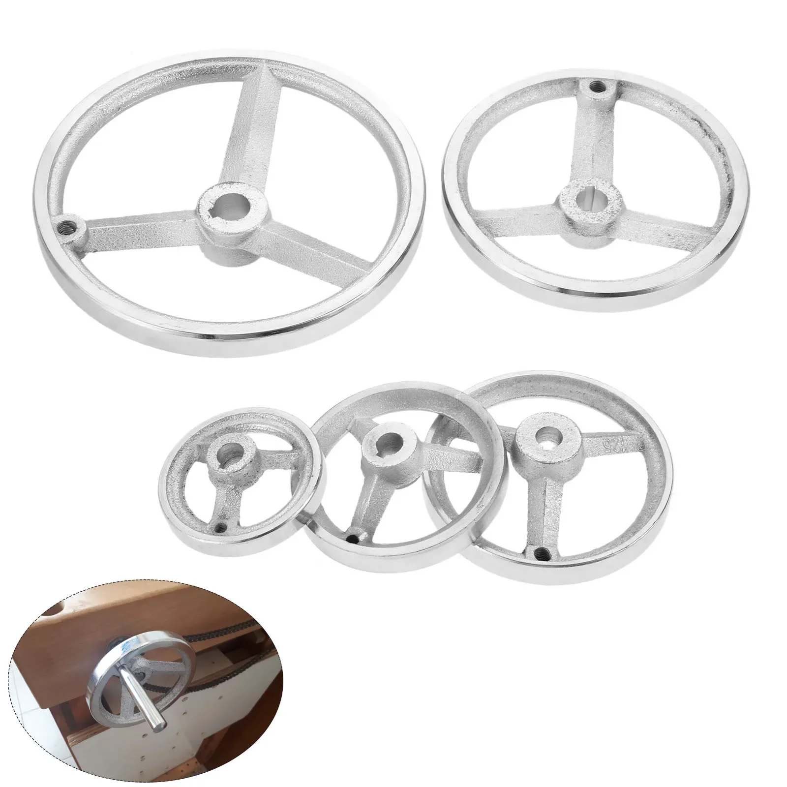 1 PC 4 Spoke Round Iron Hand Wheel 3/4//4.5/6/8 Inch for Lathe Milling Machine Grinder 75/100/115/155/195mm
