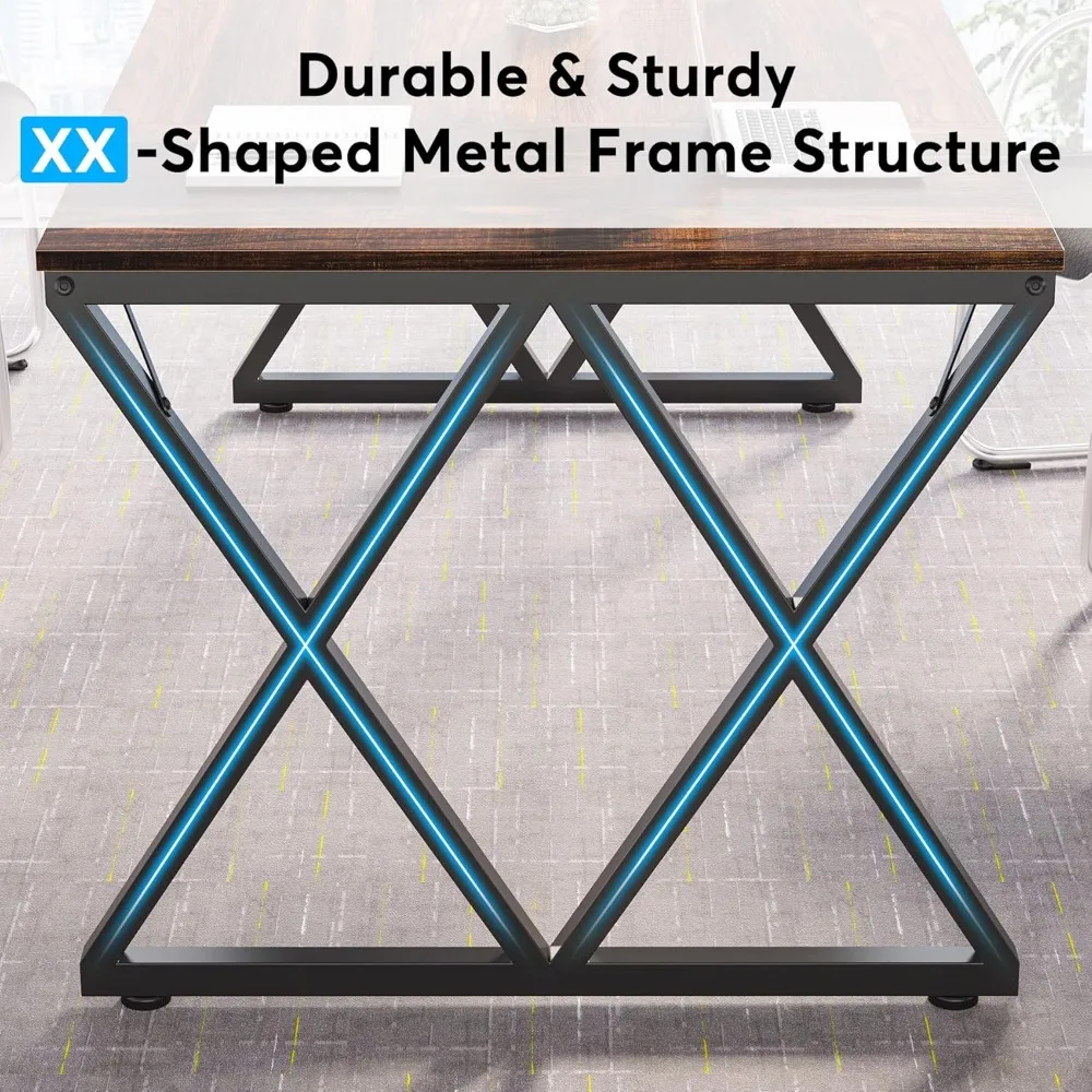 Mesa de conferência retangular para sala de conferências, mesa de trabalho para estudo e treinamento, 78,5 Wx, 31,6 Polegada, 6FT