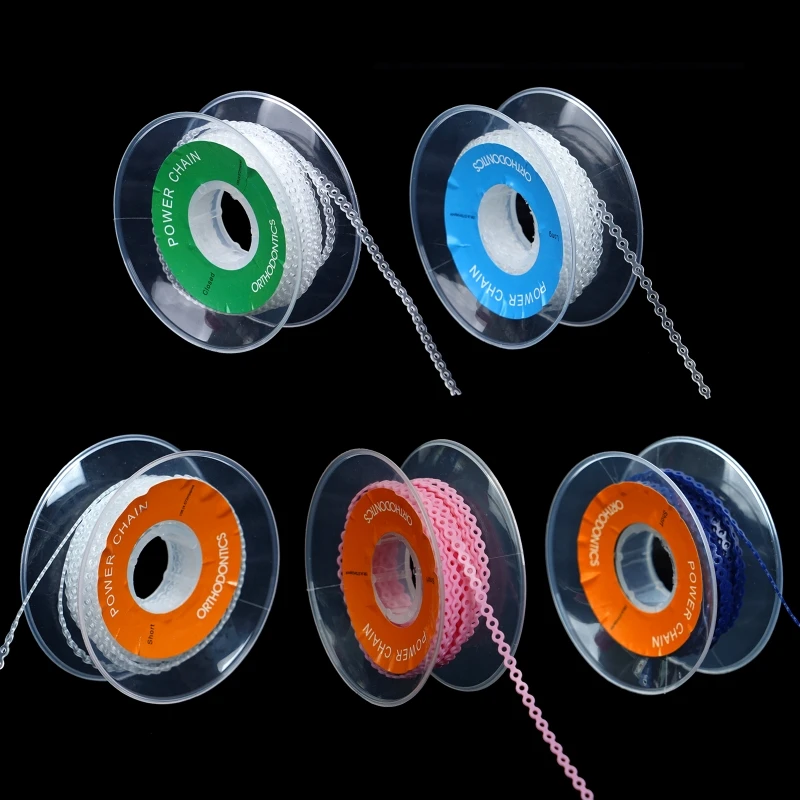 3 roll Dental Orthodontic Materials Elastic Rubber Power Chain Colored Rubber Band Long Short Closed Ortho Dentistry Tools