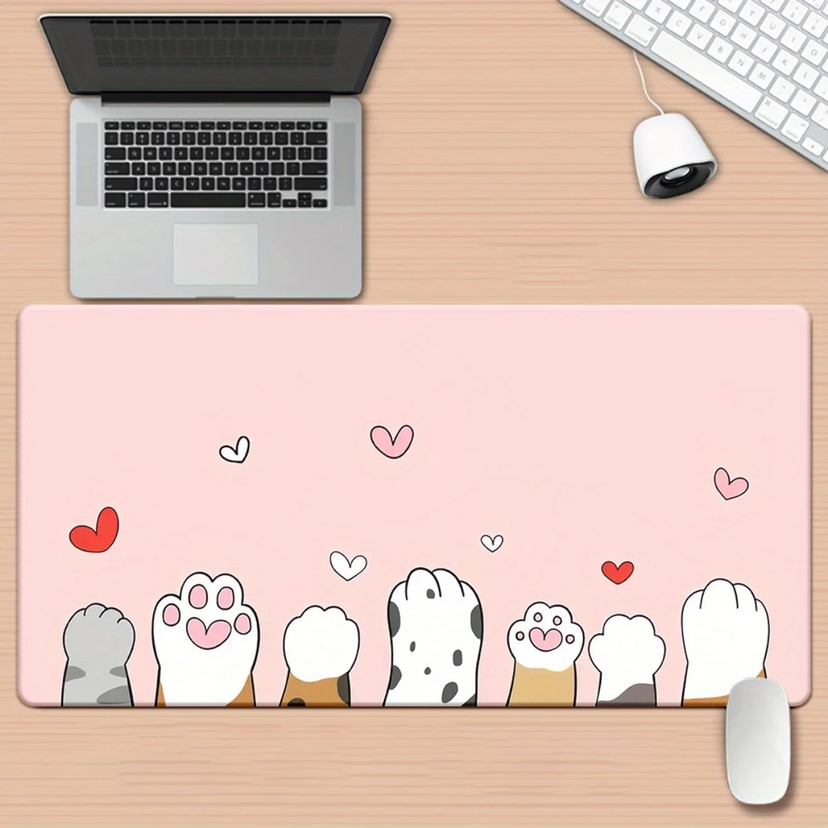 

Pink Cat Paw XXL Mouse Pad, Non-Slip Rubber Desk Mat Gaming Office Mousepad
