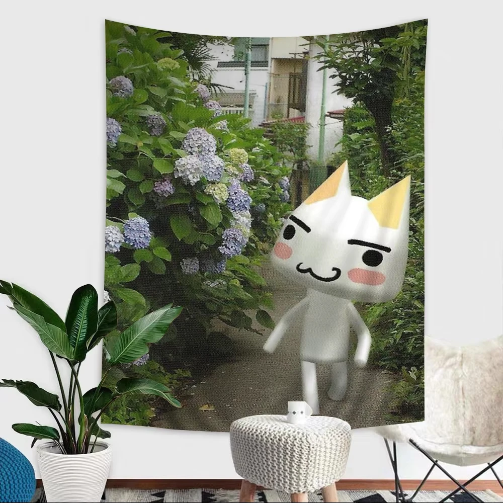 Inoue Toro Niedlicher Katzendruck Großer Wandteppich Wandbehang Dekoration Decke Kawaii Cartoon Dekor Wohnzimmer Hintergrund Wandteppich